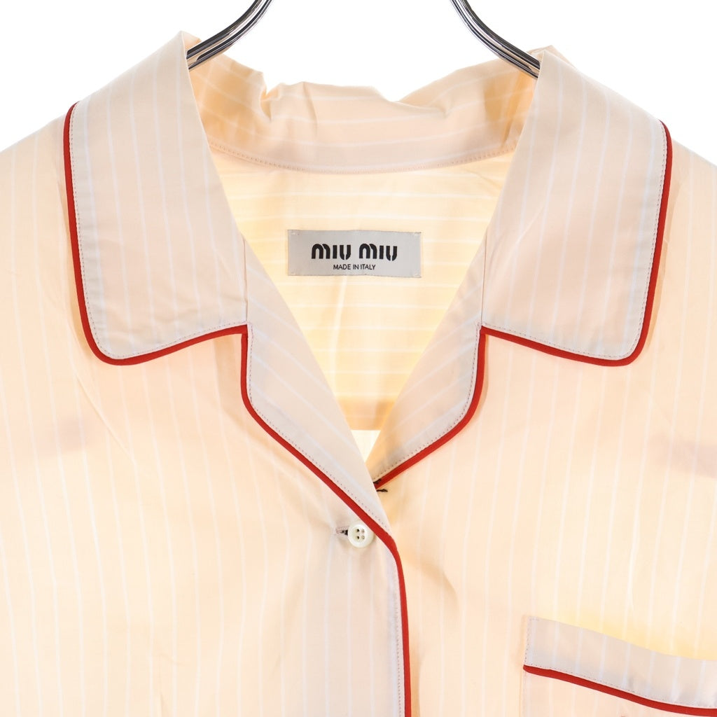 miumiu(ミュウミュウ) 24SS クロップドパジャマシャツ ピンク レディース MK1815 S000 14A6