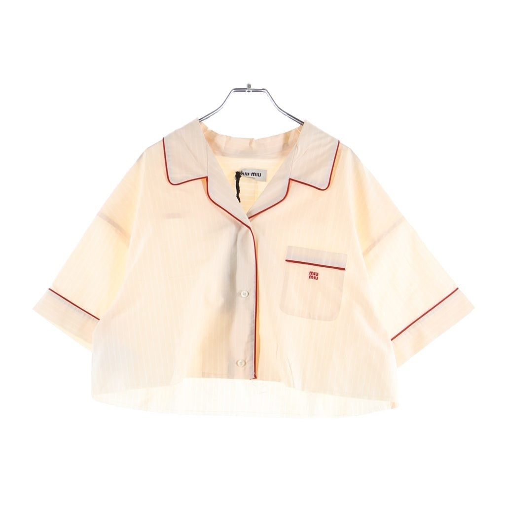 miumiu(ミュウミュウ) 24SS クロップドパジャマシャツ ピンク レディース MK1815 S000 14A6