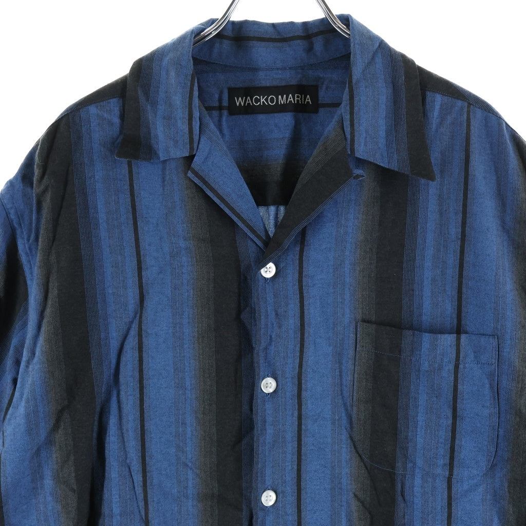 WACKO MARIA(ワコマリア) OMBRE CHECK OPEN COLLAR SHIRT オンブレ チェック半袖シャツ ブルー/ブラック