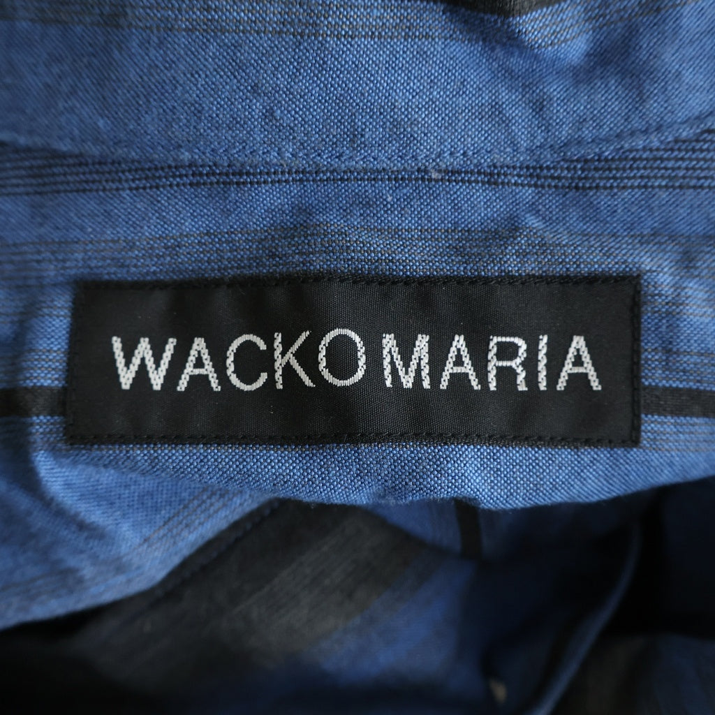WACKO MARIA(ワコマリア) OMBRE CHECK OPEN COLLAR SHIRT オンブレ チェック半袖シャツ ブルー/ブラック