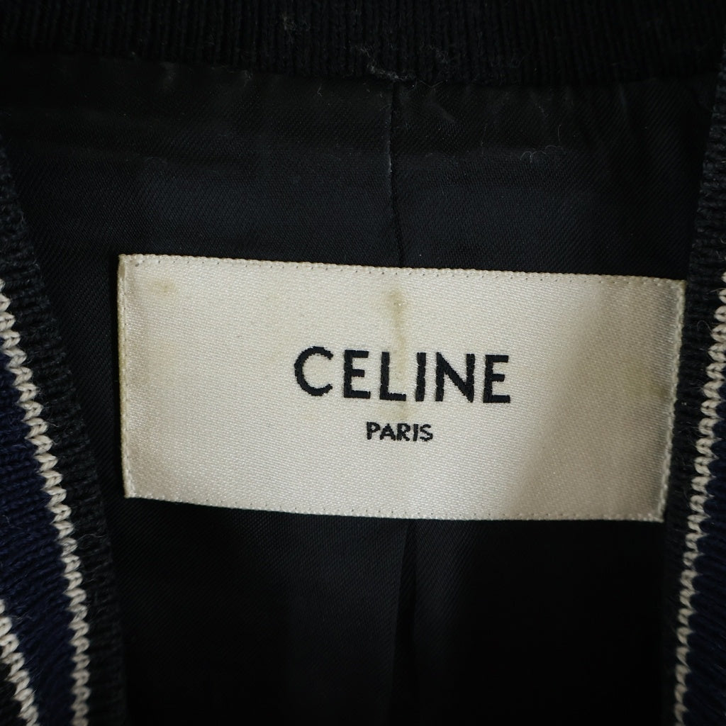 CELINE(セリーヌ) テクスチャード加工ウールジャケット クラシックテディジャケット ホワイト/ネイビー/ブラック 2V56D896C