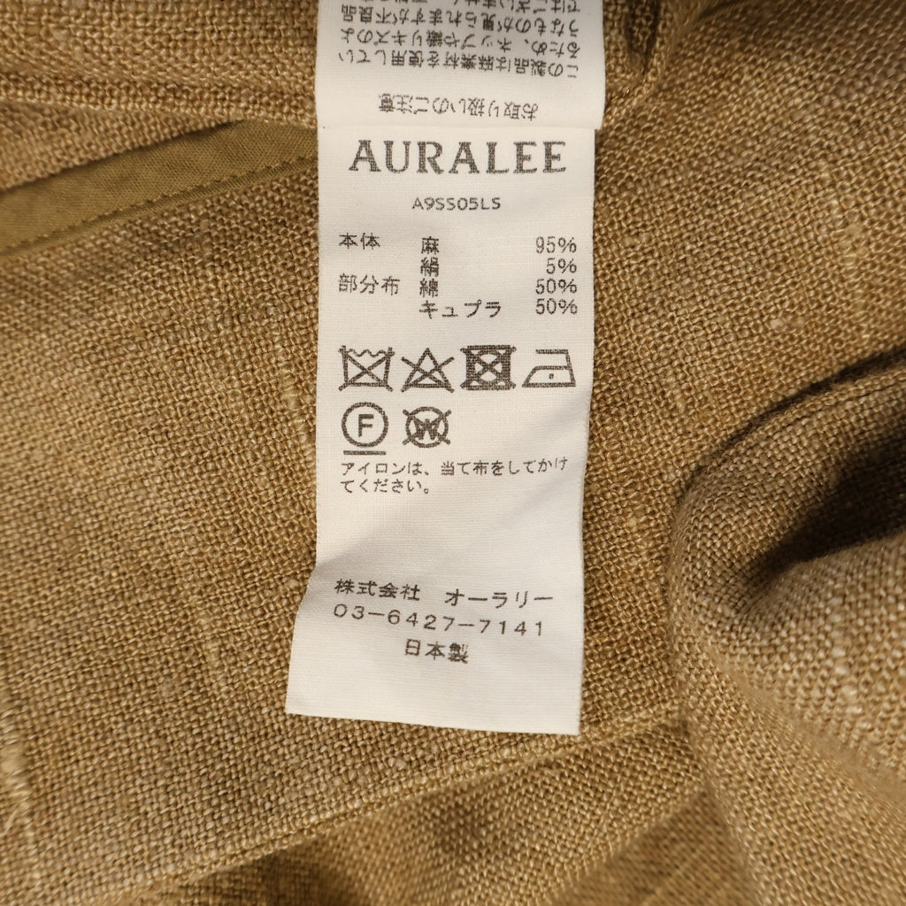 AURALEE(オーラリー) 19SS LINEN SILK SUMEER TWEED SHIRT リネンシルク サマーツイード 半袖シャツ ベージュ A9SS05LS