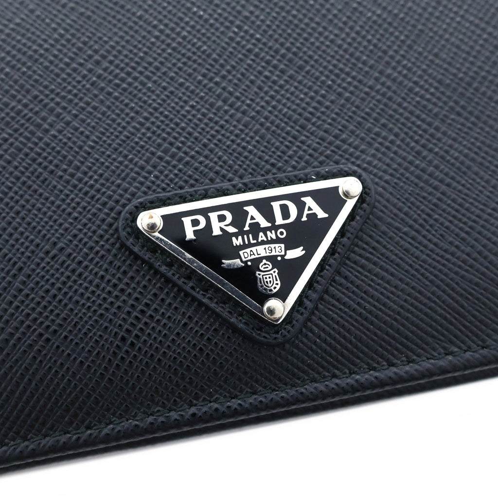 PRADA(プラダ) サフィアーノトライアングルロゴウォレット 二つ折り財布 ブラック 1MV204 QHH F0632