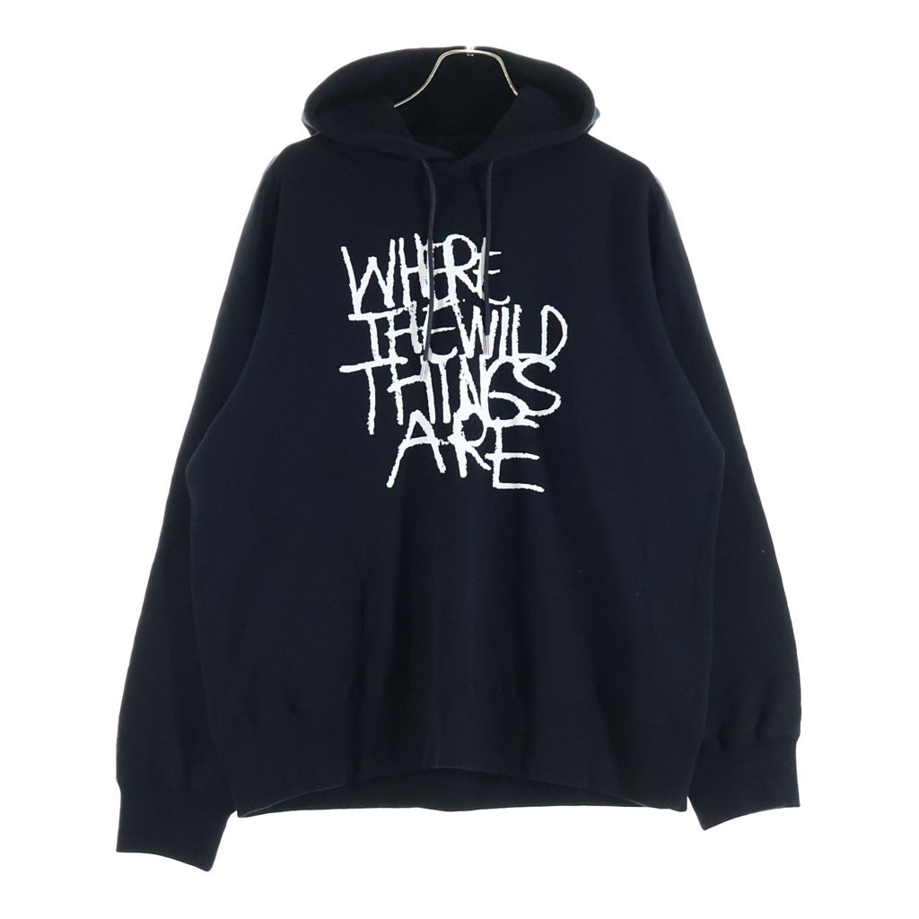 Sacai(サカイ) 25AW WHERE THE WILD THINGS ARE スローガン 両面プリント フーデット プルオーバーパーカー ブラック 25-01002S