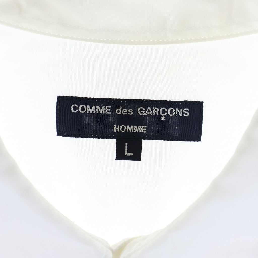 COMME des GARCONS HOMME(コムデギャルソンオム) 水玉柄ストライプ 襟付き半袖シャツ ホワイト/ネイビー HM-B020