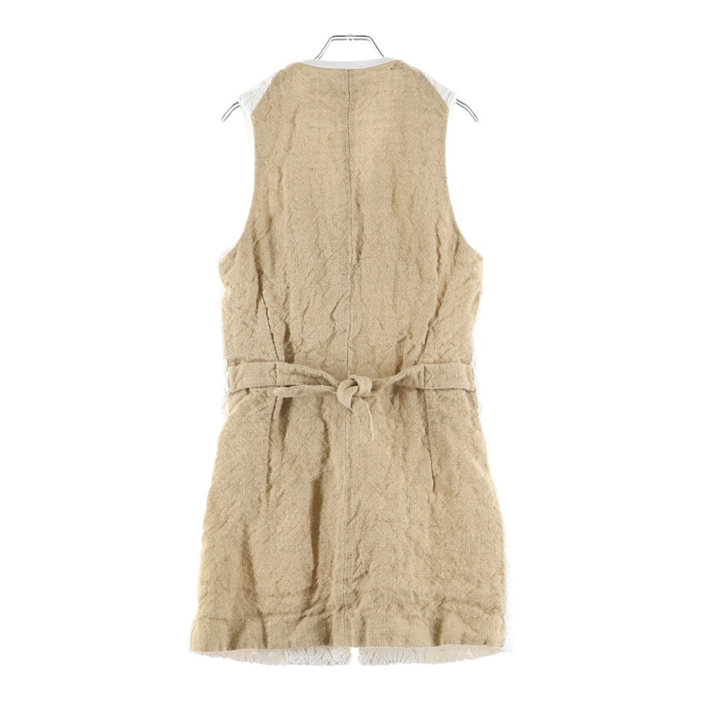 COMME des GARCONS(コムデギャルソン) 26SS COTTON CHEMICAL × JUTE VEST コットンケミカル 素材切り替えベスト ホワイト/ブラウン レディース GQ-V002