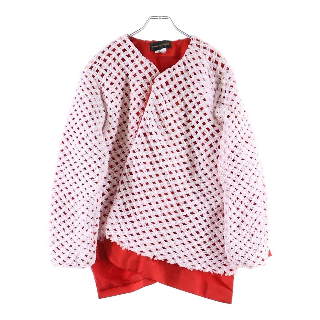 COMME des GARCONS(コムデギャルソン) 26SS アシンメトリー チュール織りブレザー レッド/ホワイト レディース GQ-J021