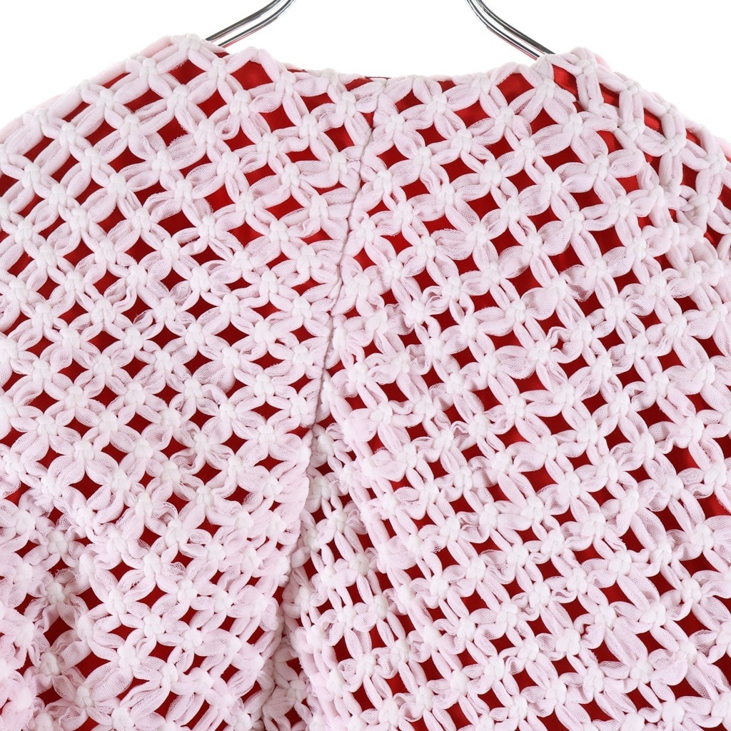 COMME des GARCONS(コムデギャルソン) 26SS アシンメトリー チュール織りブレザー レッド/ホワイト レディース GQ-J021