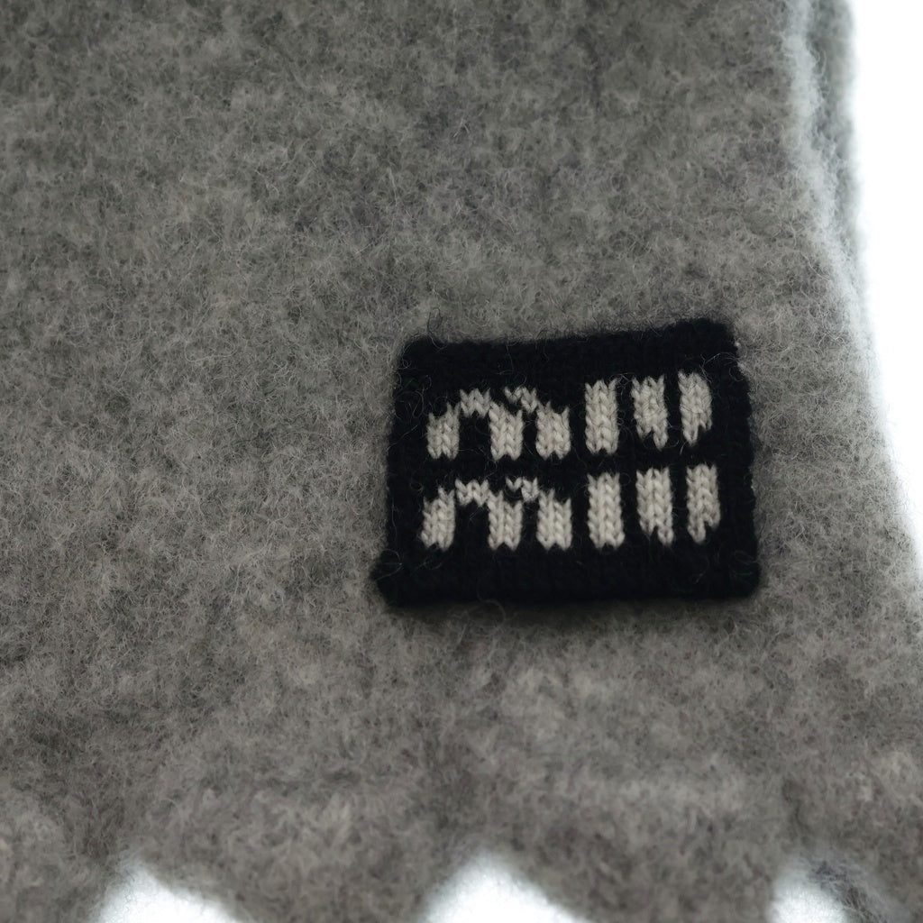 miumiu(ミュウミュウ) ロゴ刺繍 ウールストール マフラー グレー 5FF056 レディース