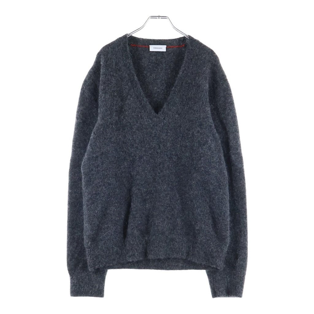 FERRAGAMO(フェラガモ) 24AW カシミヤ シルク ニットセーター グレー 122492777966 CHARCOAL