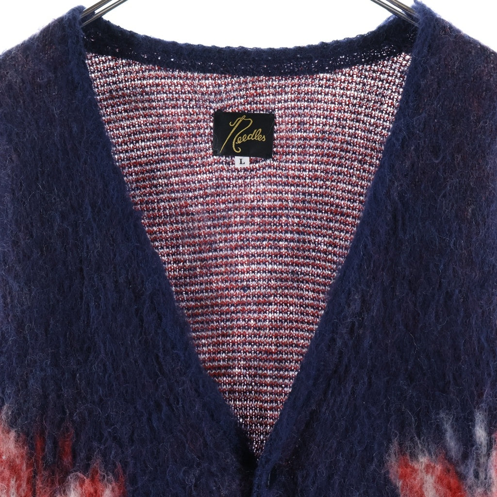 Needles(ニードルス) 19AW パピヨン柄 ボタンアップ モヘアニットカーディガン ブラック FK337