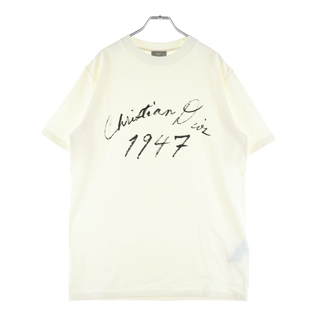 Christian Dior(クリスチャンディオール) 24AW HANDWRITTEN 1947 TEE グラフィックプリント クルーネック半袖カットソーTシャツ ホワイト 493J696F0554