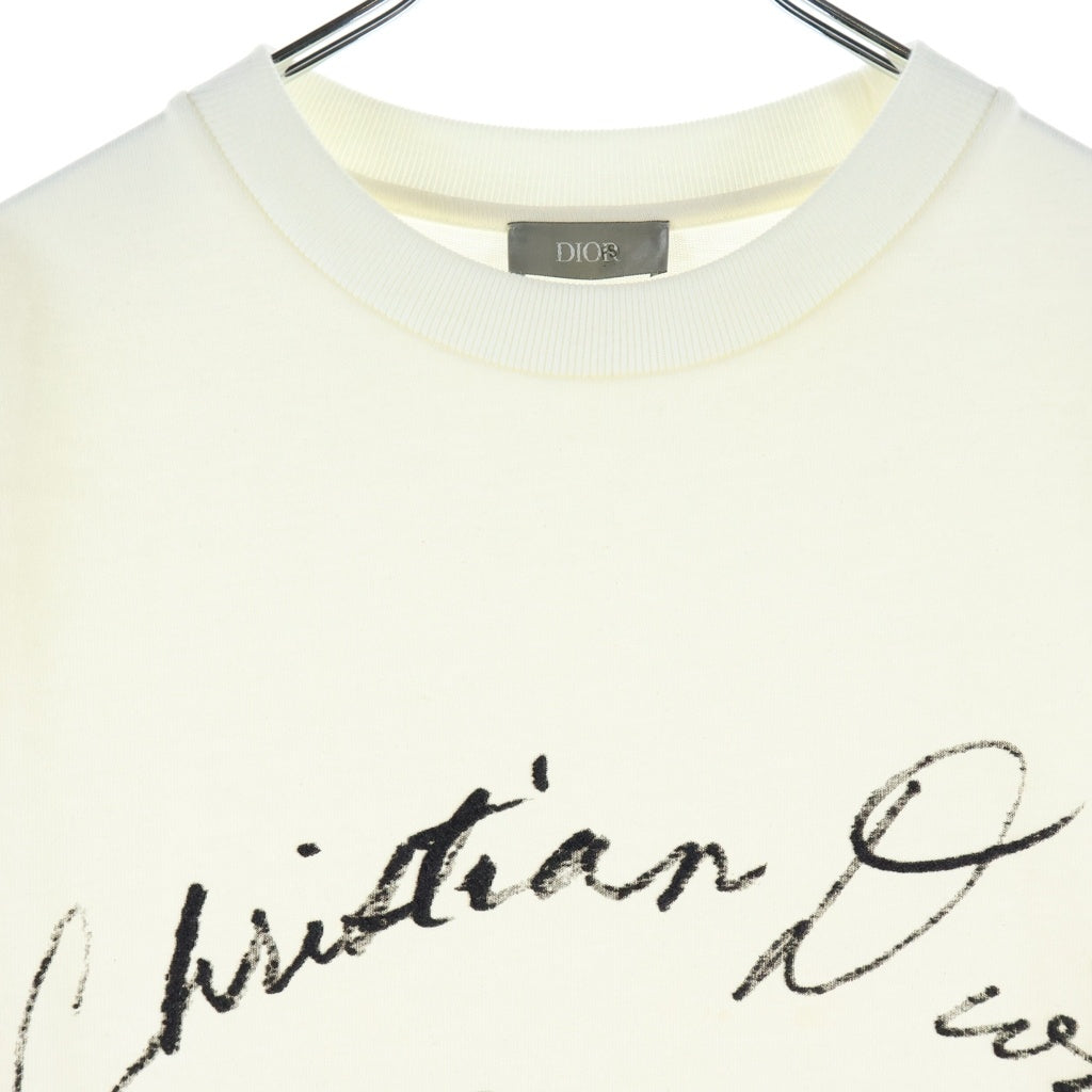 Christian Dior(クリスチャンディオール) 24AW HANDWRITTEN 1947 TEE グラフィックプリント クルーネック半袖カットソーTシャツ ホワイト 493J696F0554