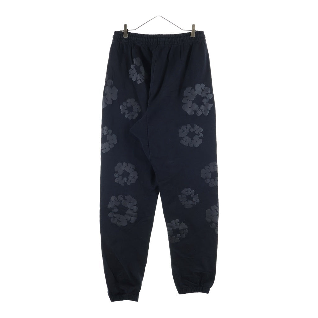 DENIM TEARS(デニムティアーズ) MONO COTTON WREATH SWEAT PANTS モノコットン フラワーモチーフ スウェットパンツ ブラック