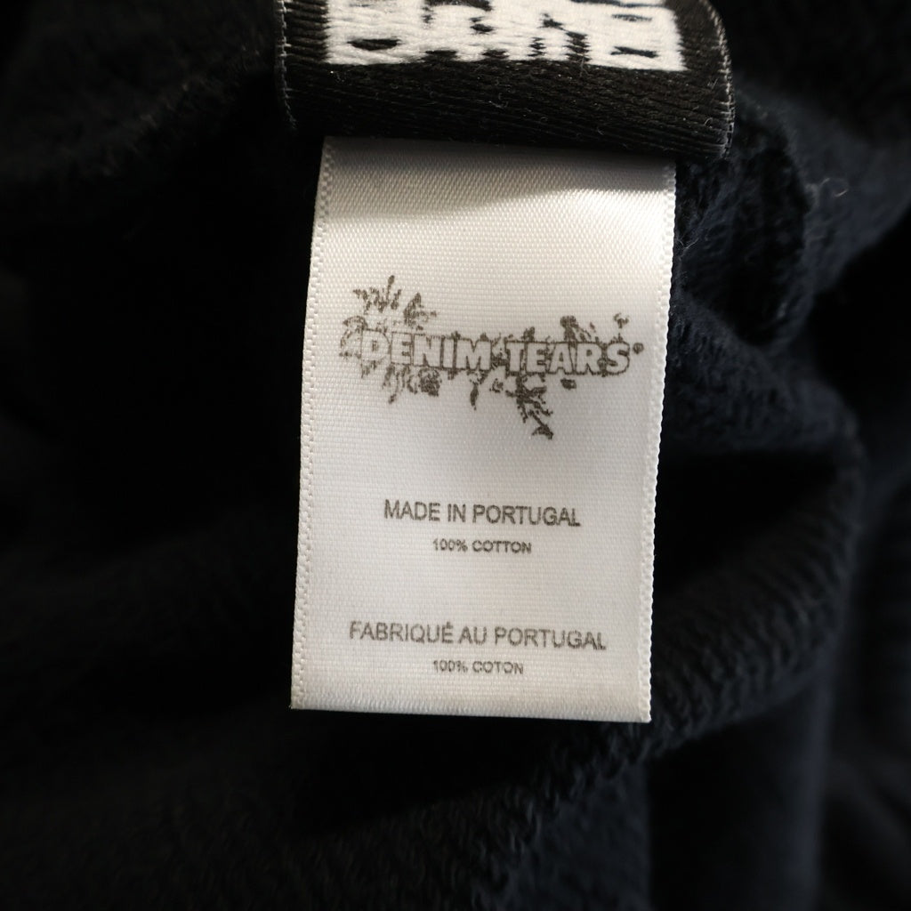 DENIM TEARS(デニムティアーズ) MONO COTTON WREATH SWEAT PANTS モノコットン フラワーモチーフ スウェットパンツ ブラック