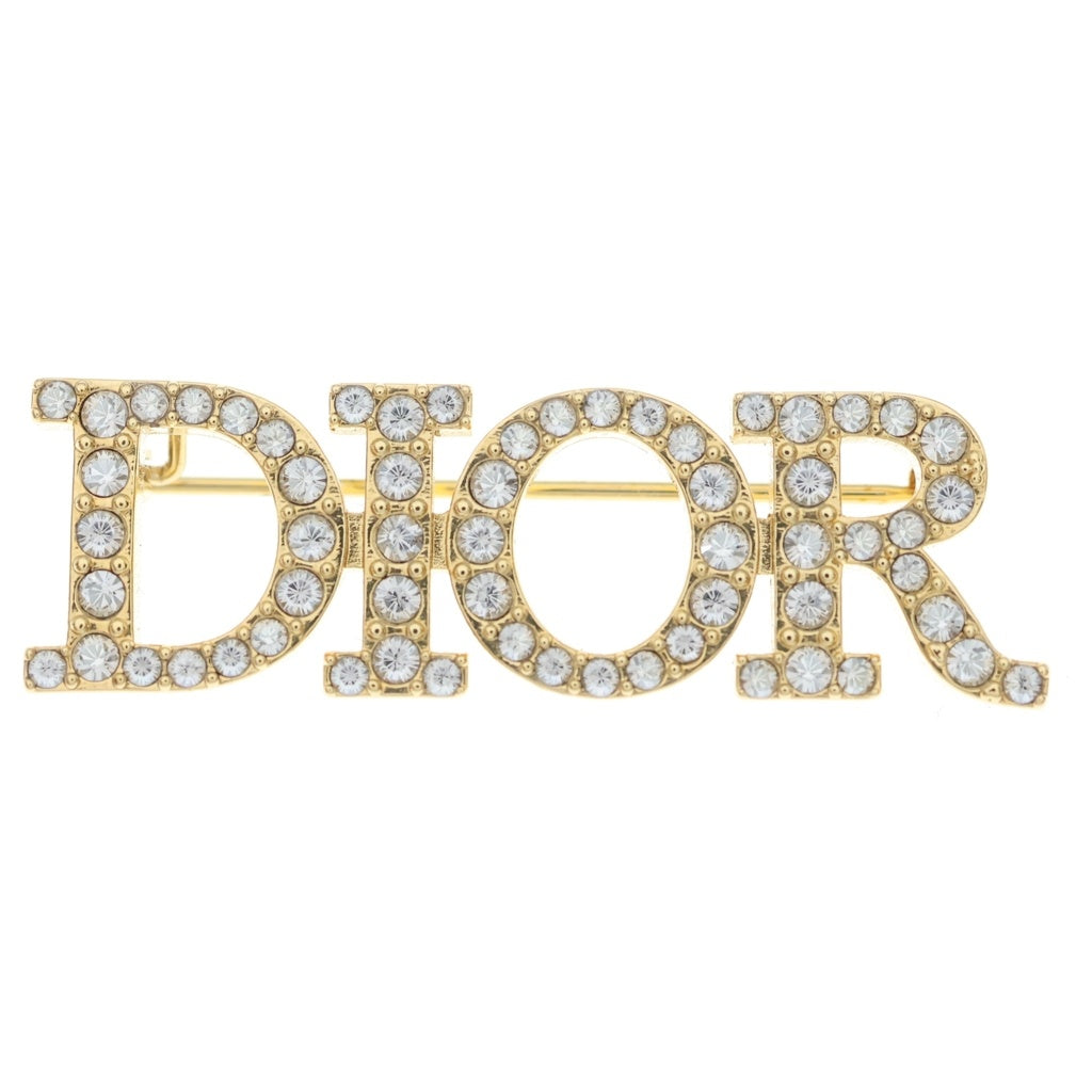 Christian Dior(クリスチャンディオール) DIOREVOLUTION ディオレボリューション ロゴラインストーンプレート バレッタ ブローチ ゴールド V0454DVOCY_D301 レディース