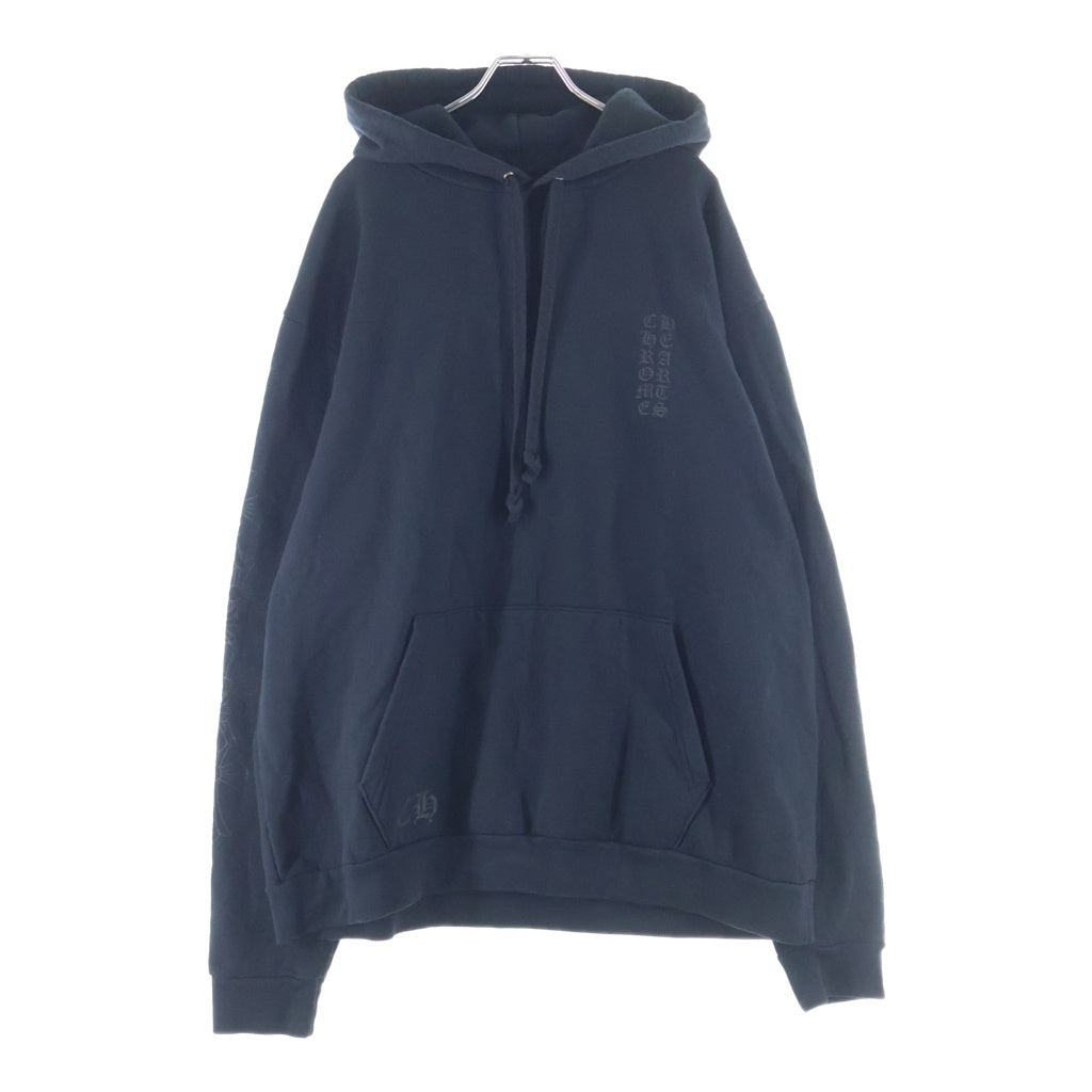CHROME HEARTS(クロムハーツ) SWTSHRT PLVR マイアミ限定バーティカルロゴプリント 袖セメタリー プルオーバースウェットパーカー フーディー ブラック
