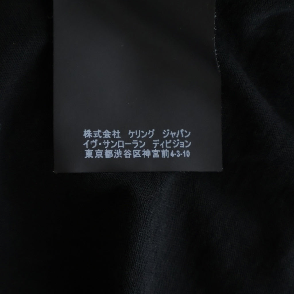 SAINT LAURENT PARIS(サンローランパリ) サイドショルダーロゴ刺繍 クルーネック半袖カットソーTシャツ ブラック レディース 528552 YB2WS