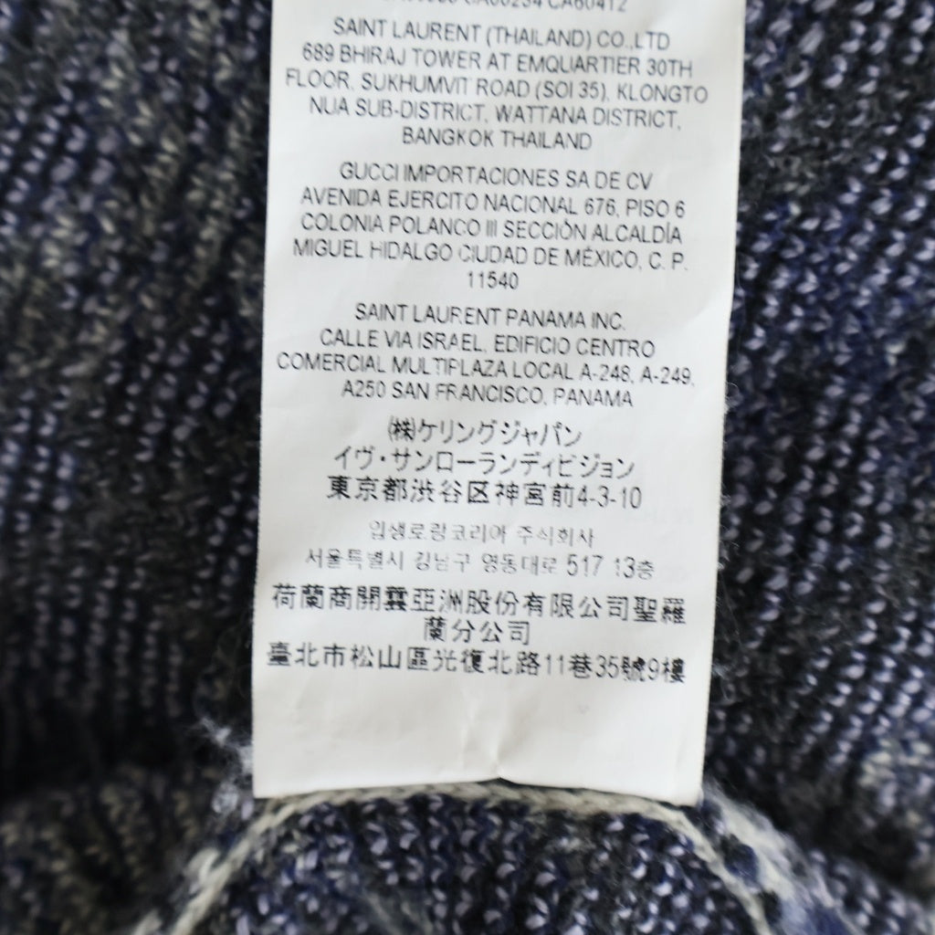 SAINT LAURENT PARIS(サンローランパリ) 21AW ウールジャガード ボタンアップ ニットカーディガン ホワイト/ブルー レディース 673743 Y75GN