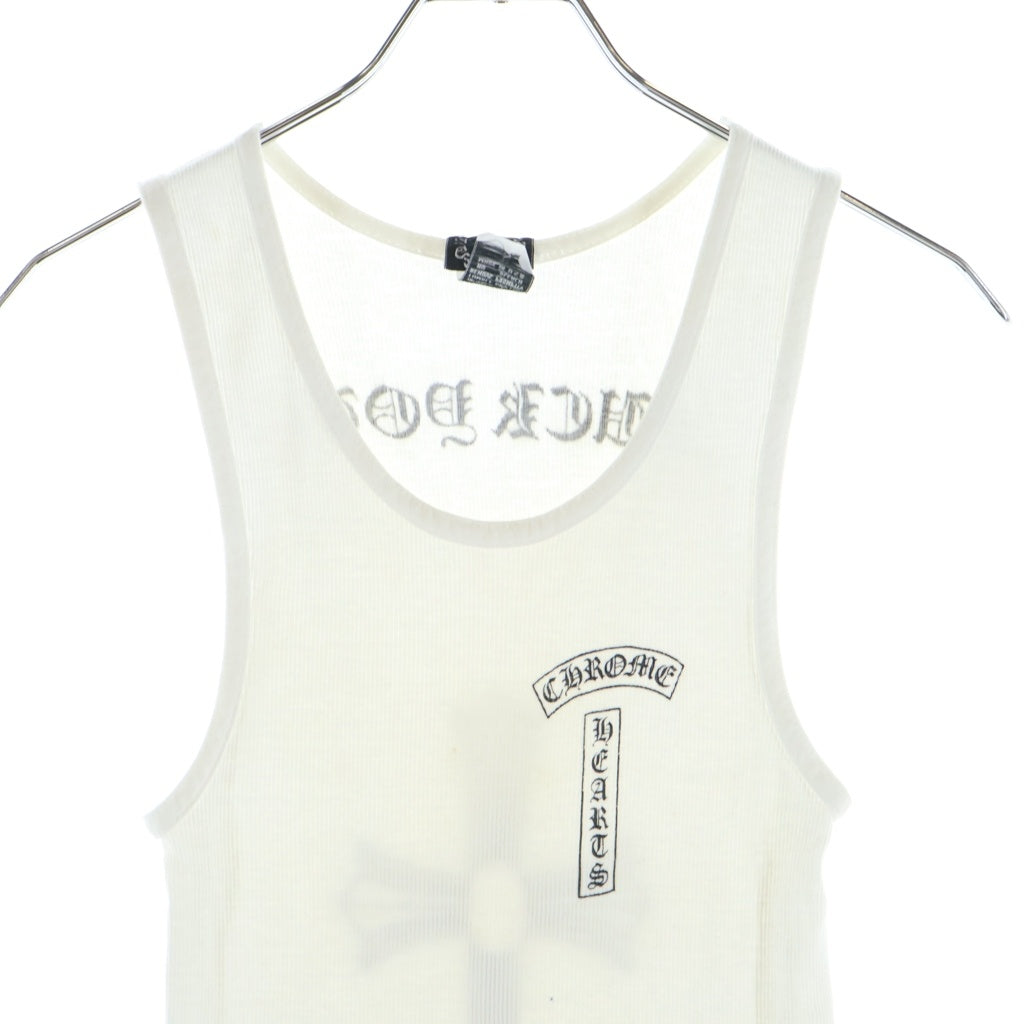 CHROME HEARTS(クロムハーツ) OLD VERTICAL LOGO BACK CROSS PRINT TANK TOP オールド ヴァーティカルロゴ バッククロスプリント タンクトップ ホワイト