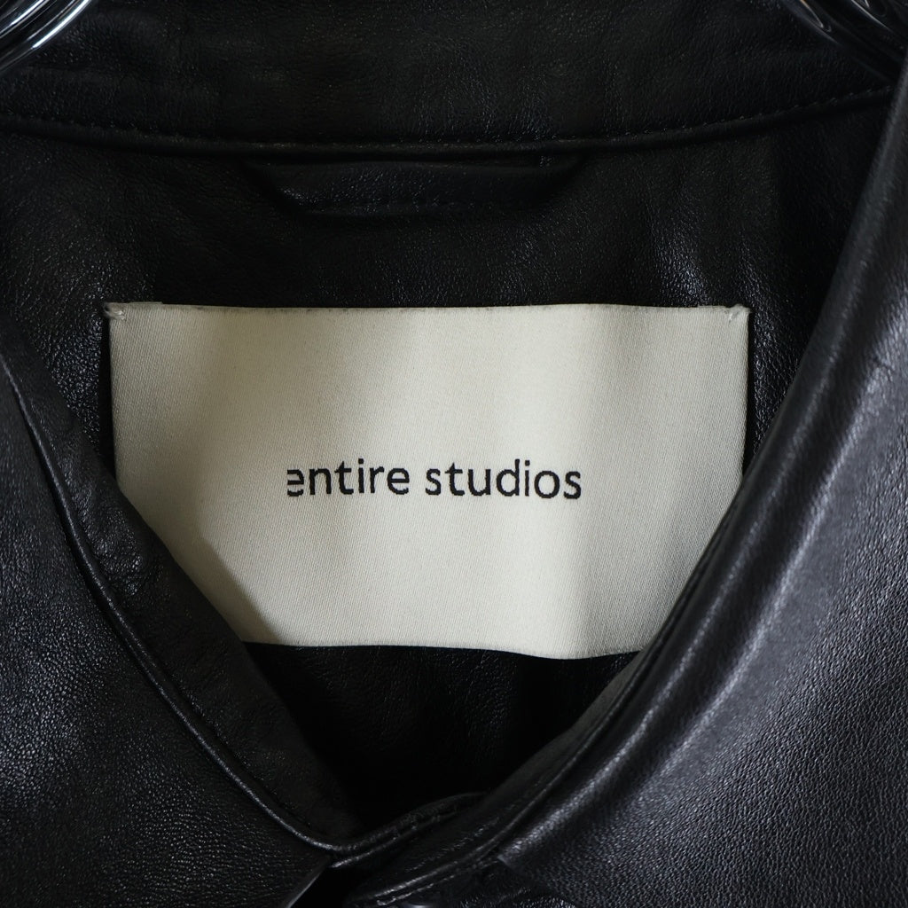 entire studios(エンタイア スタジオ) 25SS Legacy Leather Shirt レザーシャツ 比翼仕立てレザーシャツ ブラック ESU-S25-13008BL