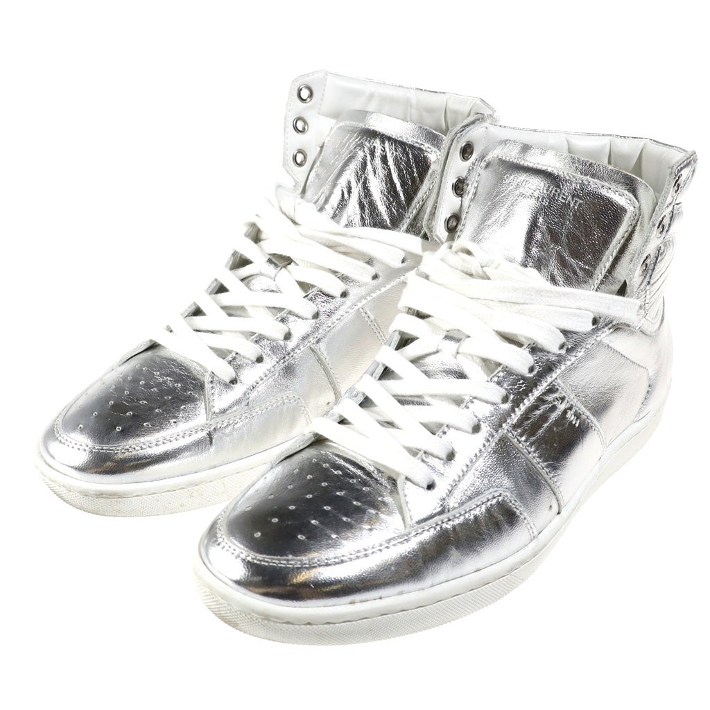 SAINT LAURENT PARIS(サンローランパリ) SL-10H レザーハイカットスニーカー シルバー 418026