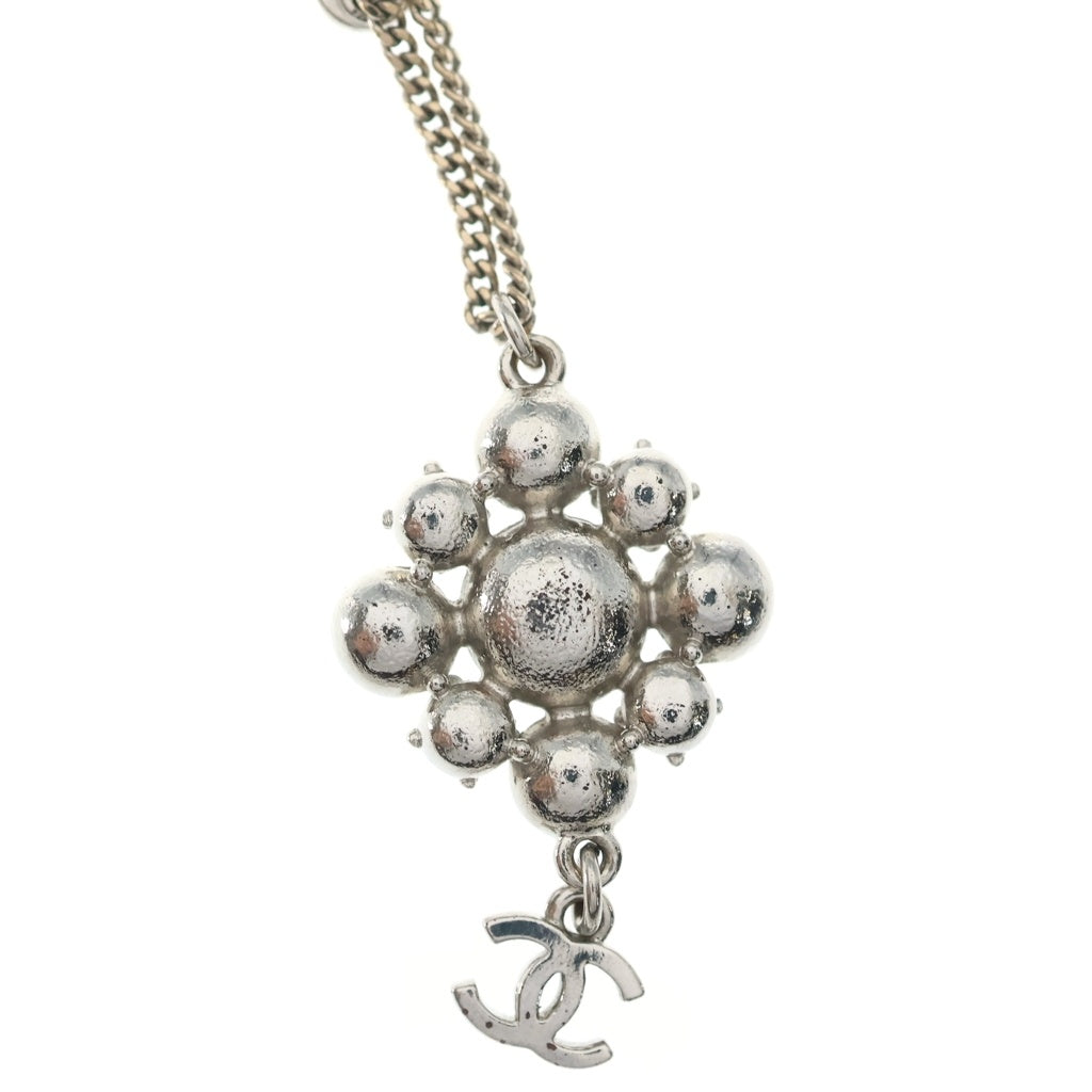 CHANEL(シャネル) ココマーク フラワーモチーフ ラインストーン ネックレス シルバー 09/C