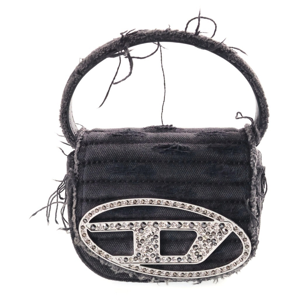 DIESEL(ディーゼル) 1DR XS-ICONIC MINI BAG IN CANVAS AND LEATHER ワンディーアール アイコニック ミニ バッグ イン キャンバス アンド レザー ハンドバッグ ブラック X08709P6319 レディース