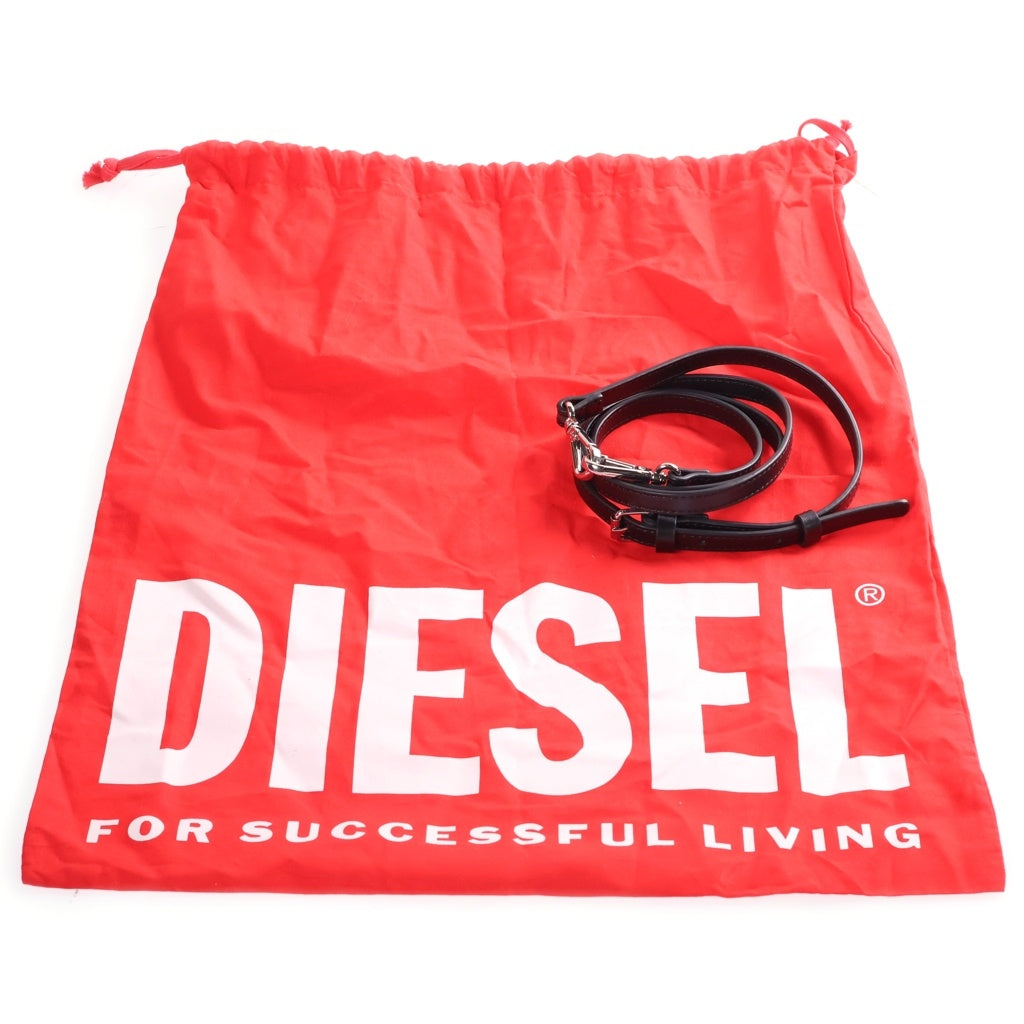 DIESEL(ディーゼル) 1DR XS-ICONIC MINI BAG IN CANVAS AND LEATHER ワンディーアール アイコニック ミニ バッグ イン キャンバス アンド レザー ハンドバッグ ブラック X08709P6319 レディース