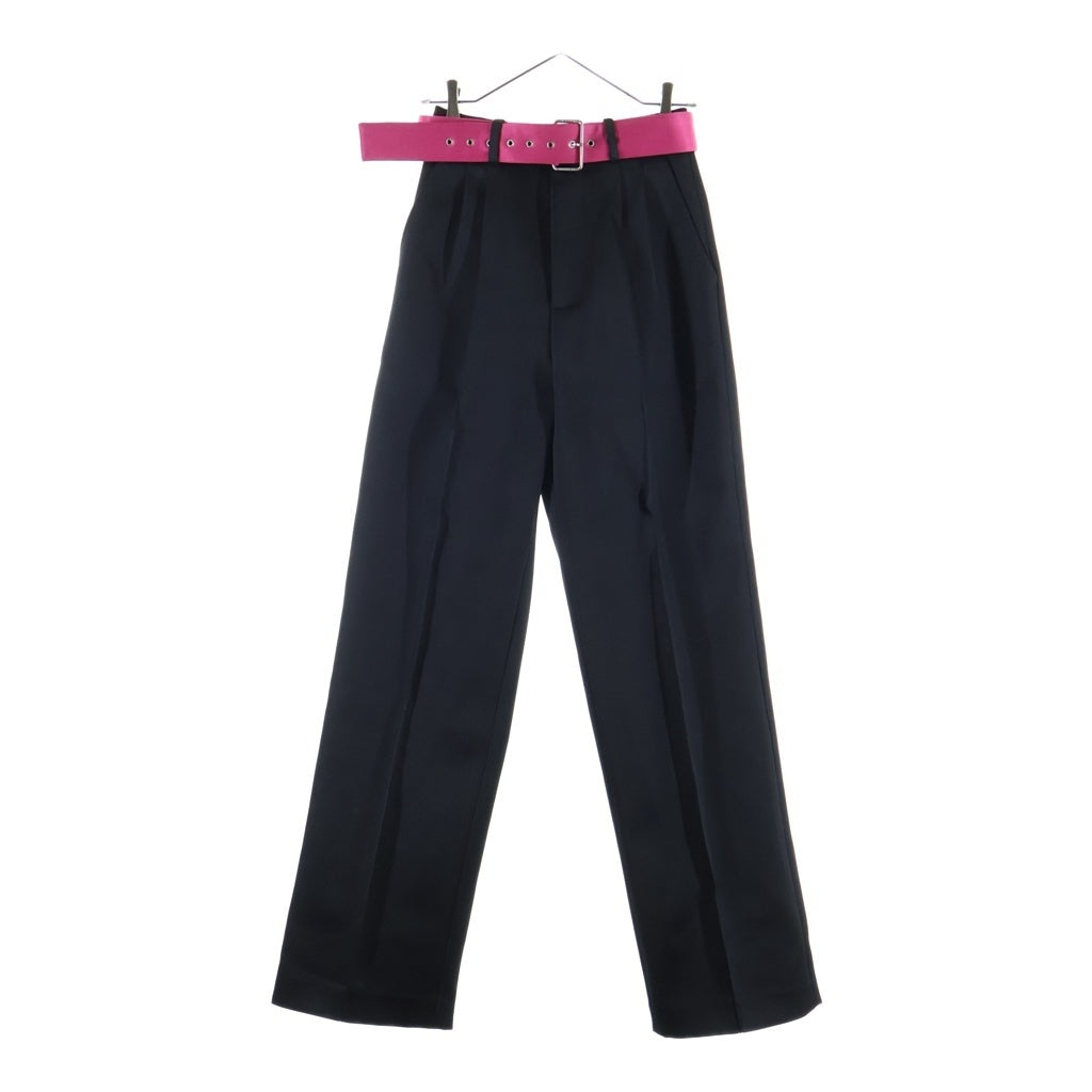 Peter Do(ピーター ドゥ) 19AW 2タック入りスラックスパンツ ベルト付きテーパードパンツ ブラック/ピンク PD-FW19-108