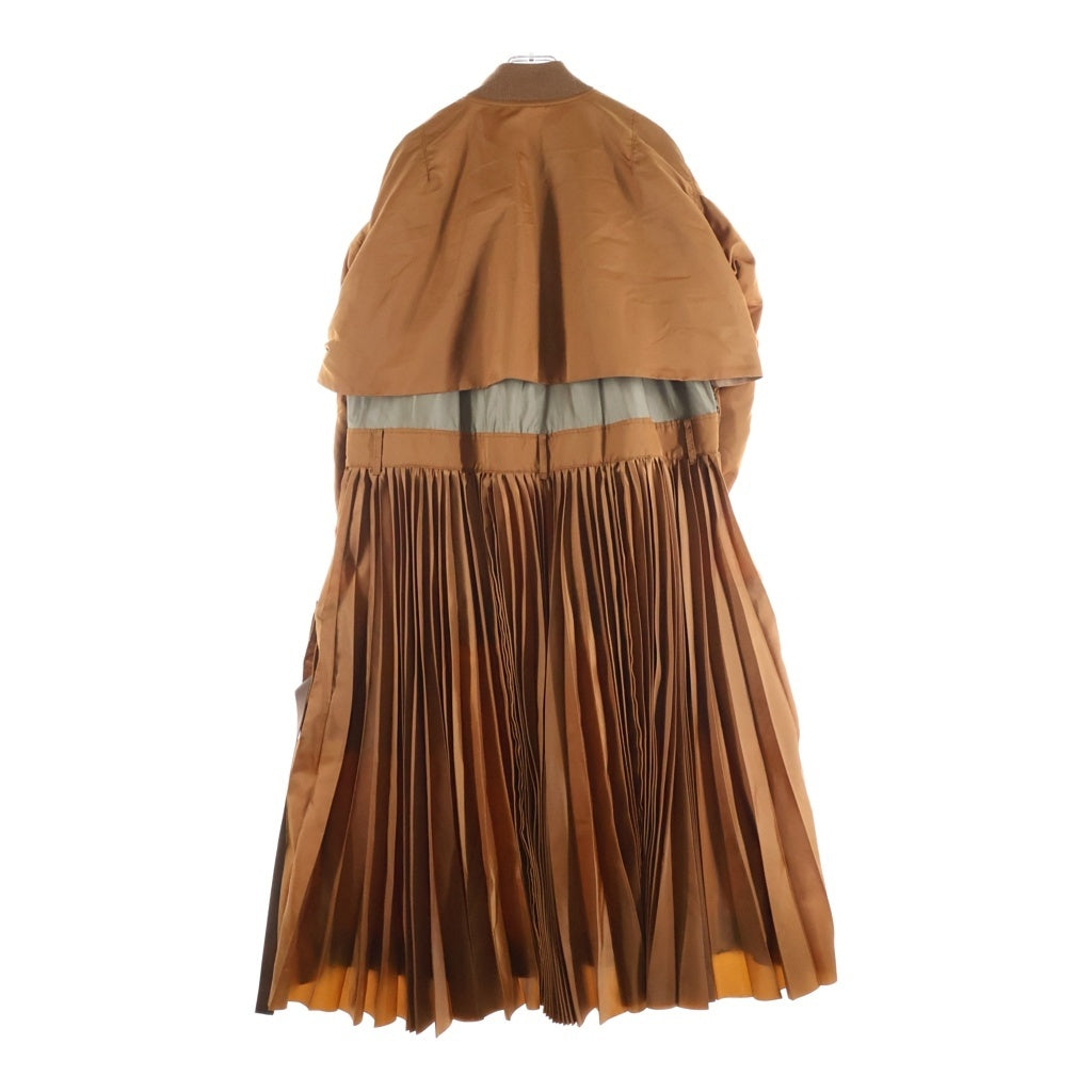 Sacai(サカイ) 20AW MA-1ドッキング プリーツ ナイロンコート ロングコート ブラウン 20-05305 レディース