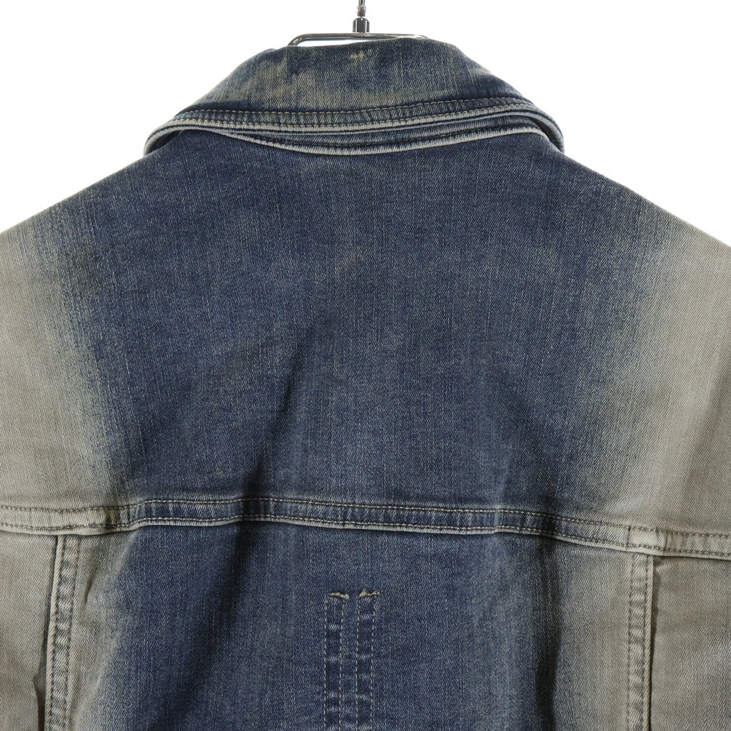 Rick Owens DRKSHDW(リックオウエンス ダークシャドウ) 23SS クロップドデニムジャケット トラッカージャケット ブルー/グレー DU01C6759-SDMPDE
