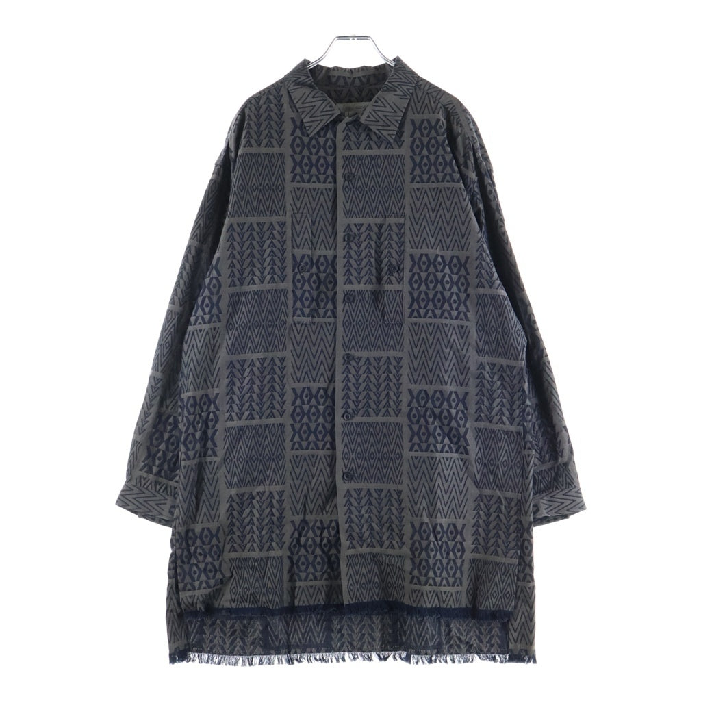 Yohji Yamamoto POUR HOMME(ヨウジヤマモト プールオム) 23AW Open Collar Pattern Shirt オープンカラー パターンシャツ 長袖シャツ グレー HJ-B36-004