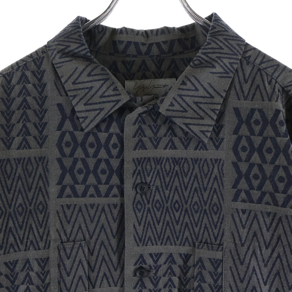 Yohji Yamamoto POUR HOMME(ヨウジヤマモト プールオム) 23AW Open Collar Pattern Shirt オープンカラー パターンシャツ 長袖シャツ グレー HJ-B36-004