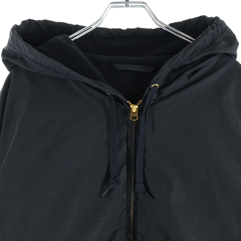 COMOLI(コモリ) 24AW コットンナイロン ジップアップフーディー ブラック C03-01017