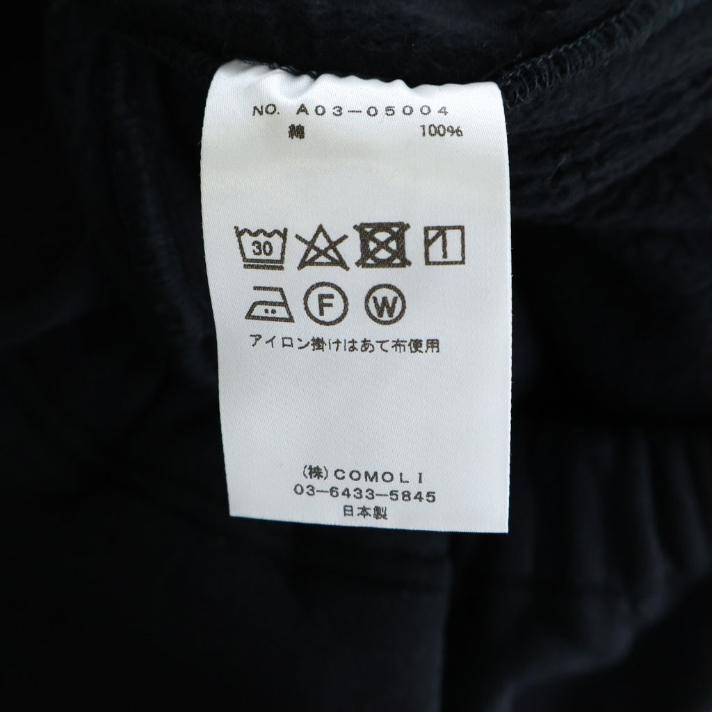 COMOLI(コモリ) 24AW コットン裏毛 リブスウェットパンツブラック A03-05004