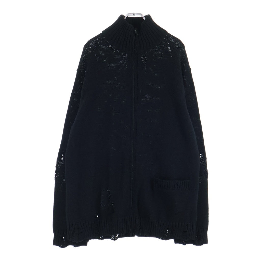 Yohji Yamamoto POUR HOMME(ヨウジヤマモト プールオム) 26AW 5G 3PLY SINGLE JERSEY HIGH NECK ZIP CARDIGAN シングルジャージー ハイネック ジップ カーディガン ブラック HW-K85-196