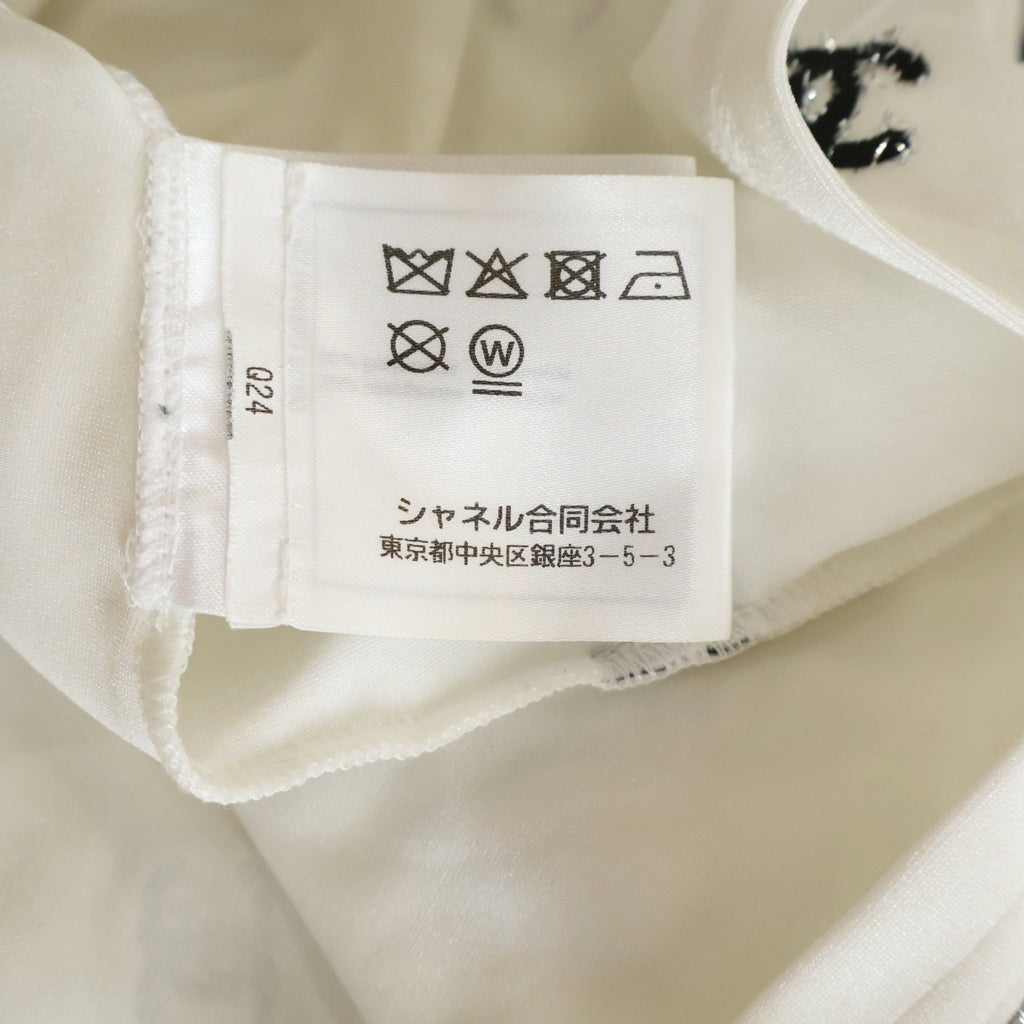 CHANEL(シャネル) 21AW ココマーク総柄 スクエアネック 長袖シャツ ホワイト P71674V14570 レディース