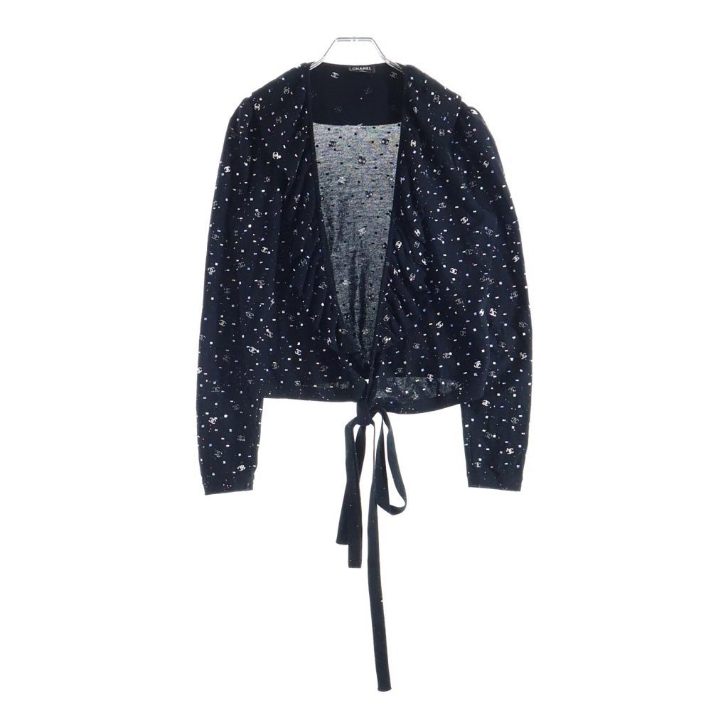 CHANEL(シャネル) ココマーク スパンコール装飾 フリースカーディガン ブラック P64287K60207