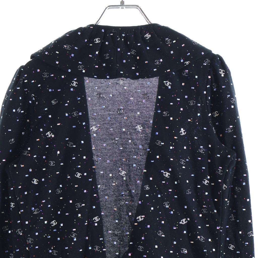 CHANEL(シャネル) ココマーク スパンコール装飾 フリースカーディガン ブラック P64287K60207