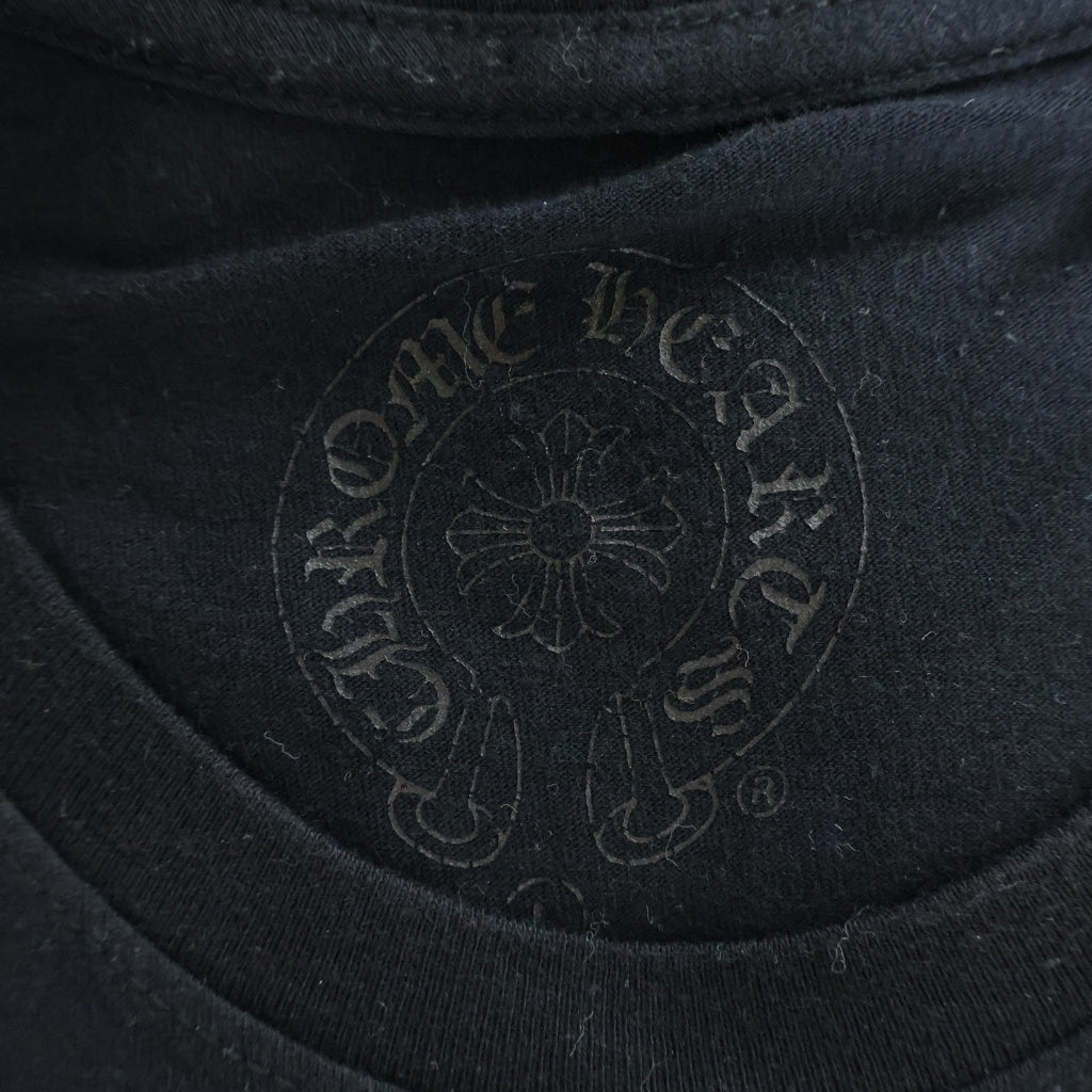 CHROME HEARTS(クロムハーツ) TAIPEI LIMITED FLRL CROSS BACK HOSESHOE 台北限定 袖フローラル バックホースシュープリント クルーネック長袖カットソーTシャツ ブラック