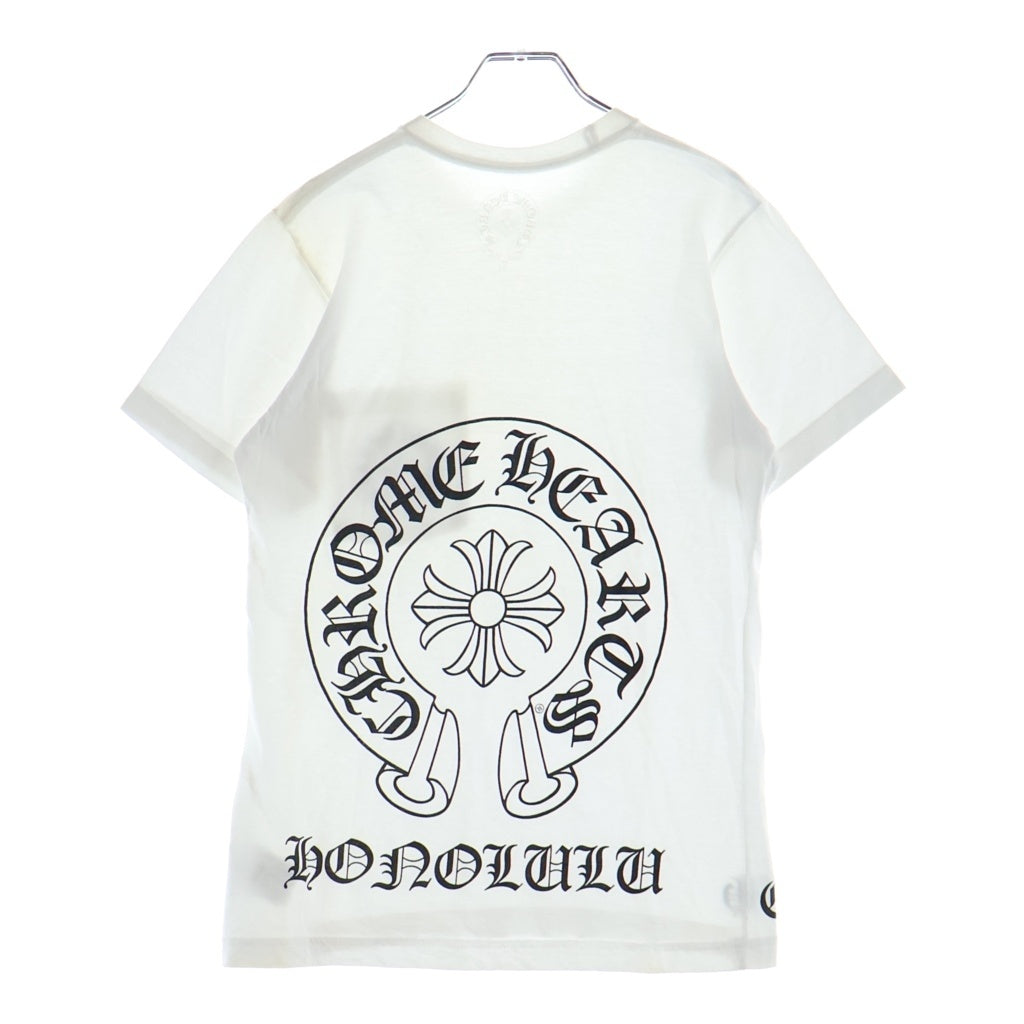 CHROME HEARTS(クロムハーツ) HONOLULU LIMITED BACK HOSESHOE TEE ホノルル限定 バックホースシュープリント クルーネック半袖カットソーTシャツ ホワイト