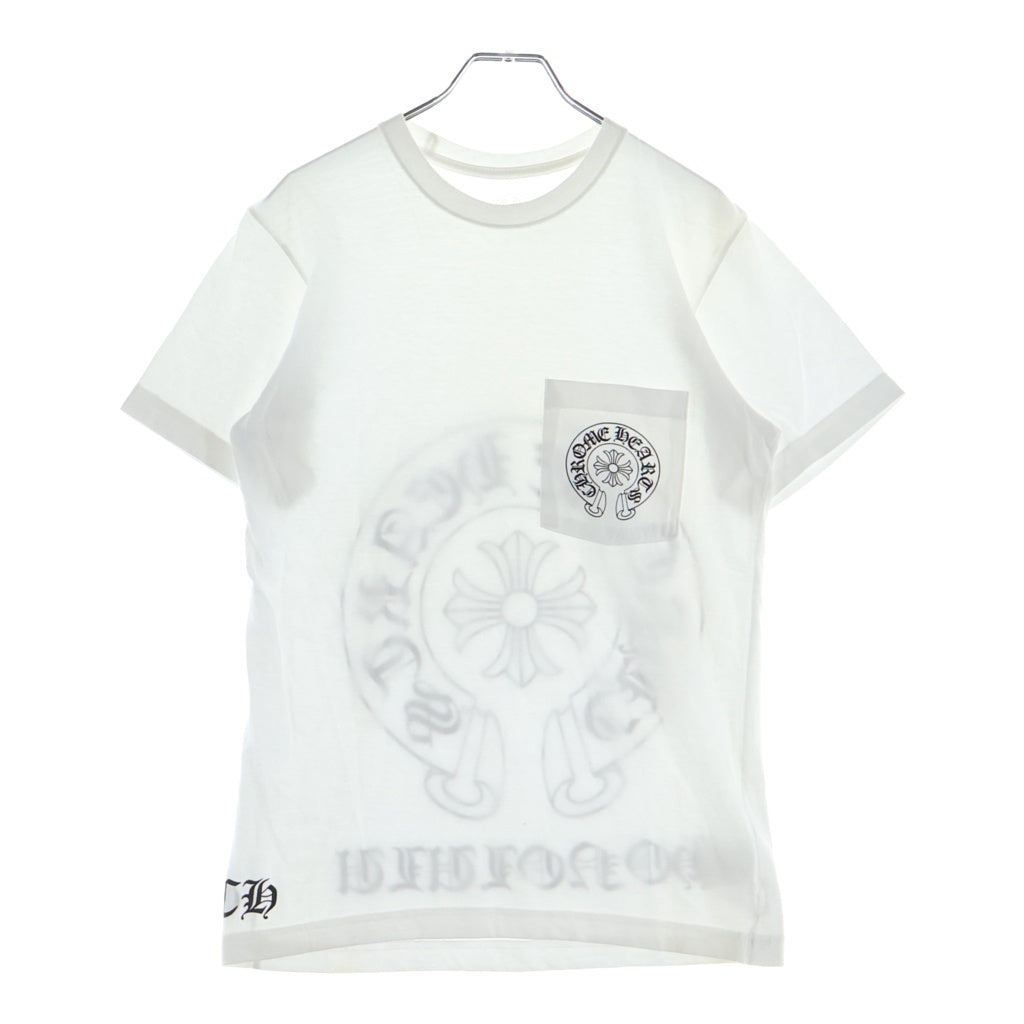 CHROME HEARTS(クロムハーツ) HONOLULU LIMITED BACK HOSESHOE TEE ホノルル限定 バックホースシュープリント クルーネック半袖カットソーTシャツ ホワイト