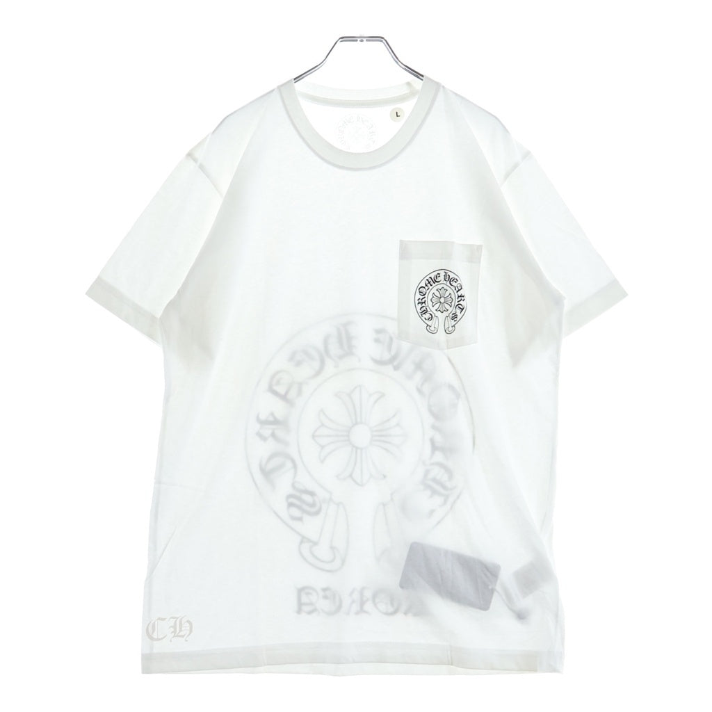 CHROME HEARTS(クロムハーツ) KOREA LIMITED BACK HOSESHOE TEE 韓国限定 バックホースシュープリント クルーネック半袖カットソーTシャツ ホワイト