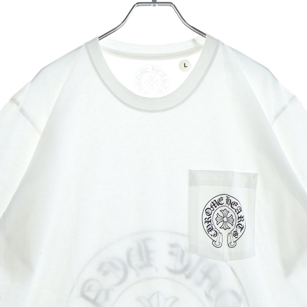 CHROME HEARTS(クロムハーツ) KOREA LIMITED BACK HOSESHOE TEE 韓国限定 バックホースシュープリント クルーネック半袖カットソーTシャツ ホワイト