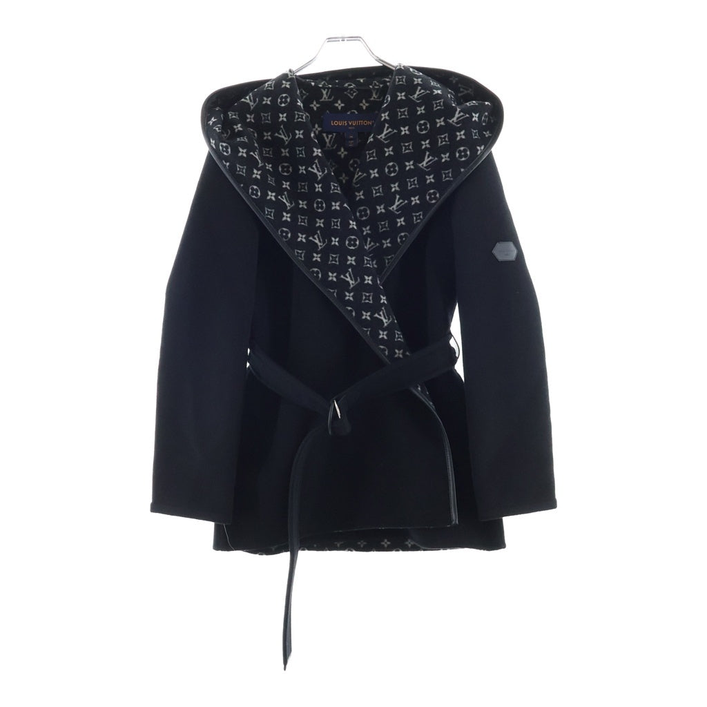 LOUIS VUITTON(ルイヴィトン) 22SS 裏地モノグラム総柄 ウールコート ブラック レディース RW221WW QWE FMCO06