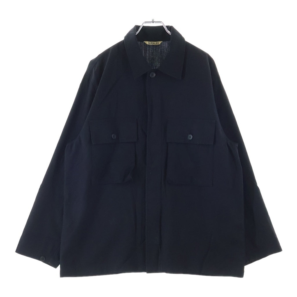 AURALEE(オーラリー) WOOL HERRINGBONE OVER SHIRT ウール ヘリンボーン オーバー 長袖シャツ ブラック A25SB01CH