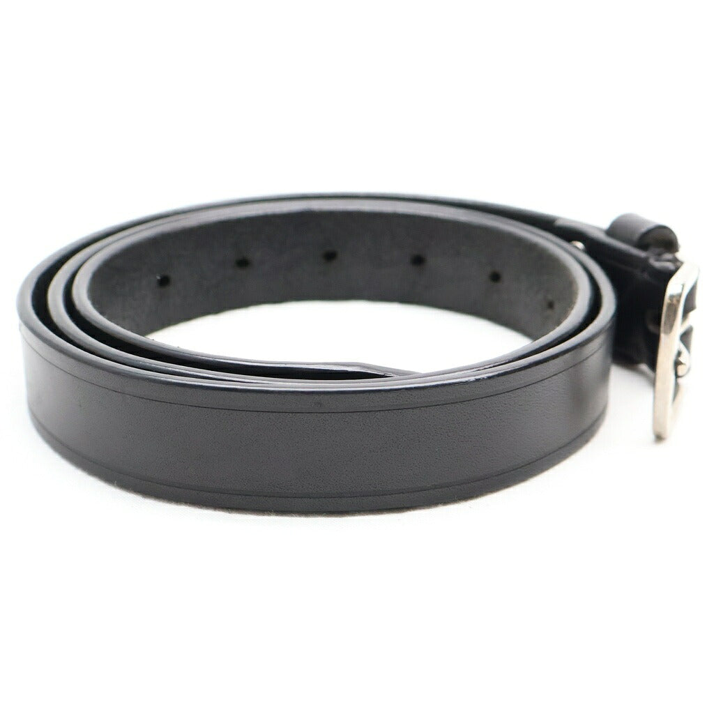 ANN DEMEULEMEESTER(アンドゥムルメステール) Willow 2.5cm BELT レザーベルト シルバー/ブラック