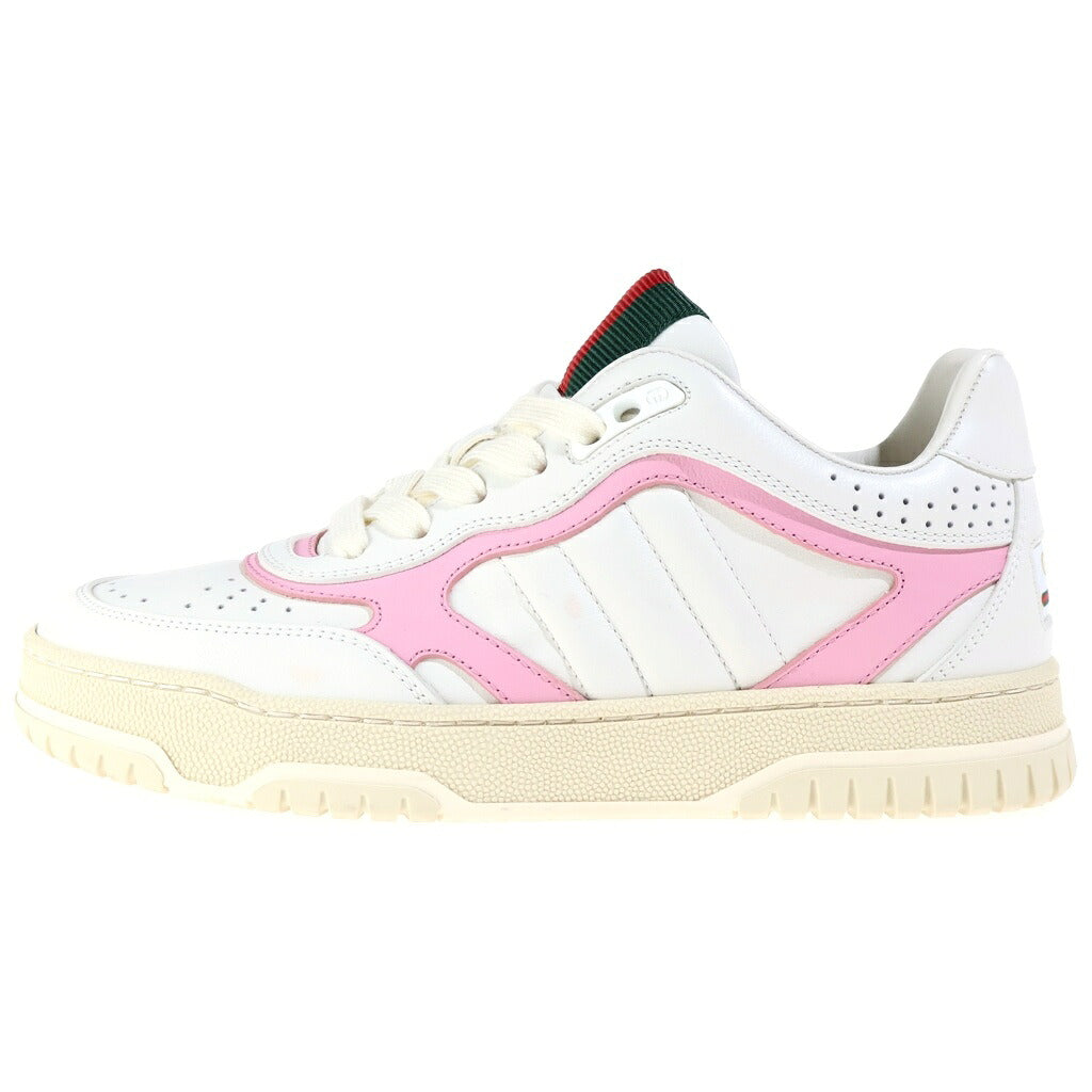 GUCCI(グッチ) RE-WEB リウェブ レザーローカットスニーカー レディース ホワイト/ピンク 785728