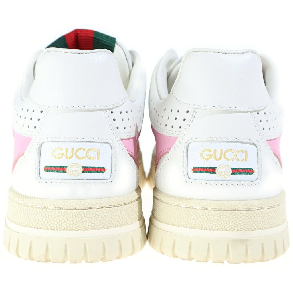 GUCCI(グッチ) RE-WEB リウェブ レザーローカットスニーカー レディース ホワイト/ピンク 785728